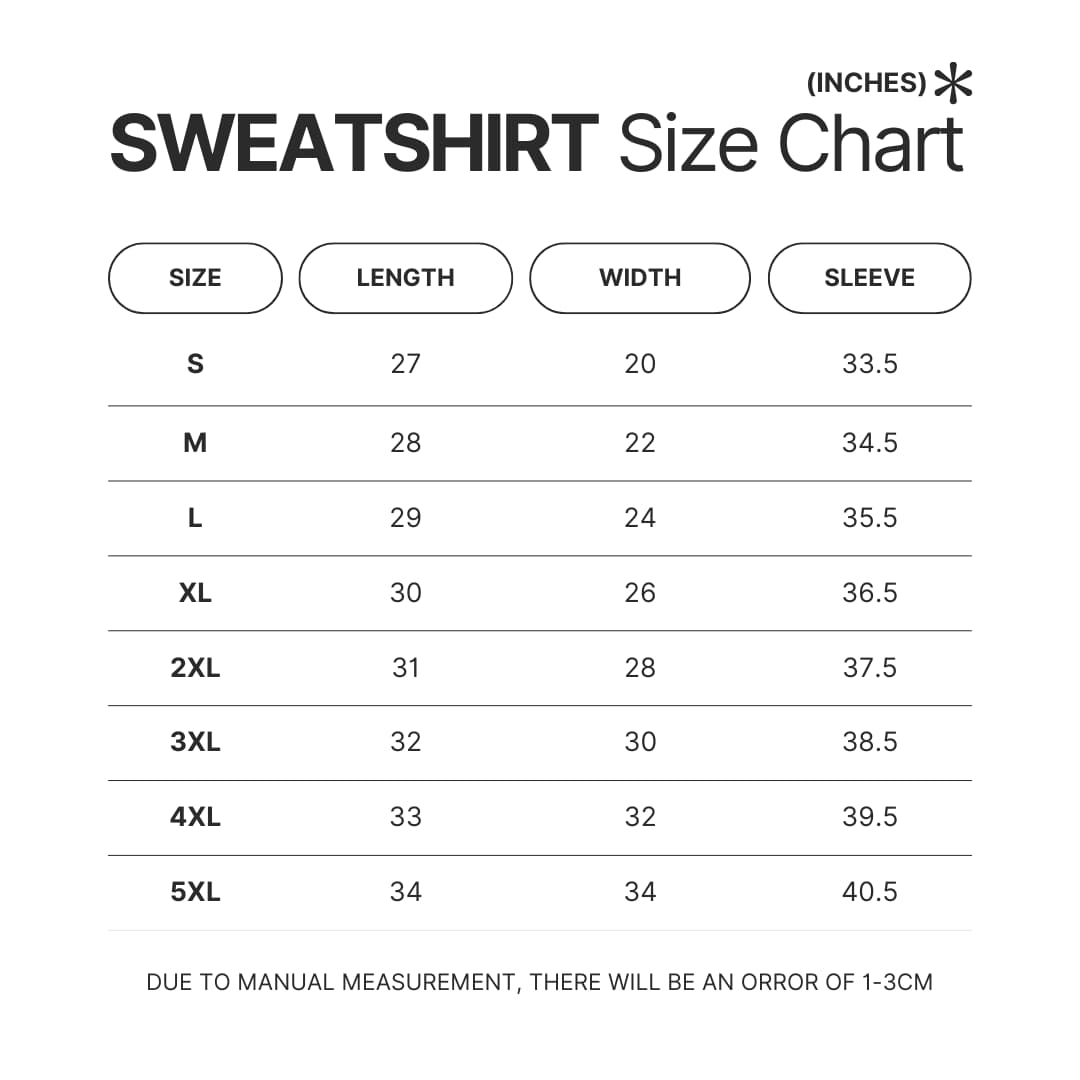 Sweatshirt Size Chart - Dota 2 Merch