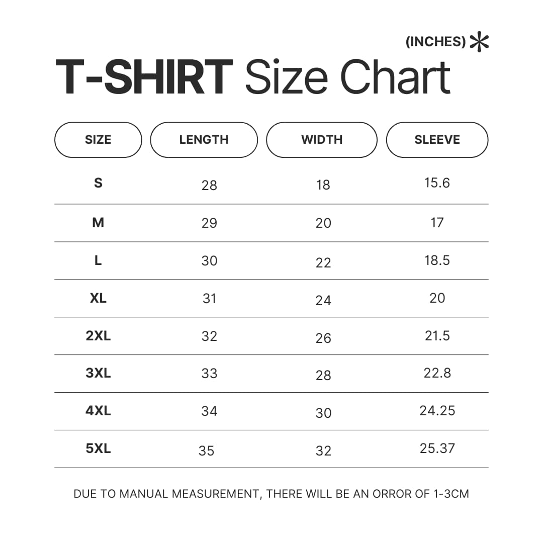 T shirt Size Chart - Dota 2 Merch